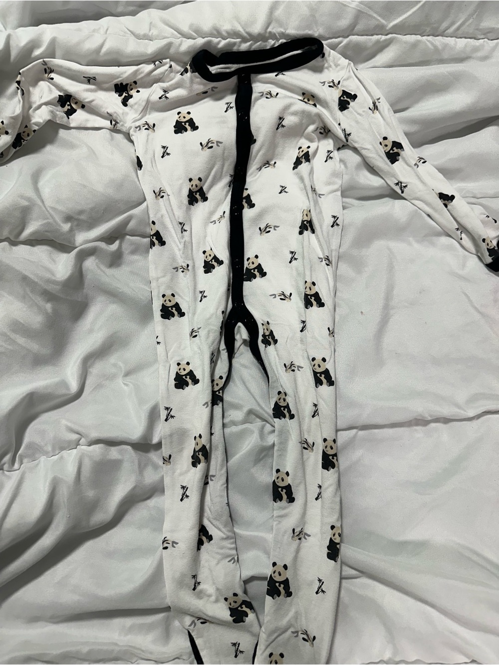 Kyte BABY Zen White Panda-Print Footed One-Piece